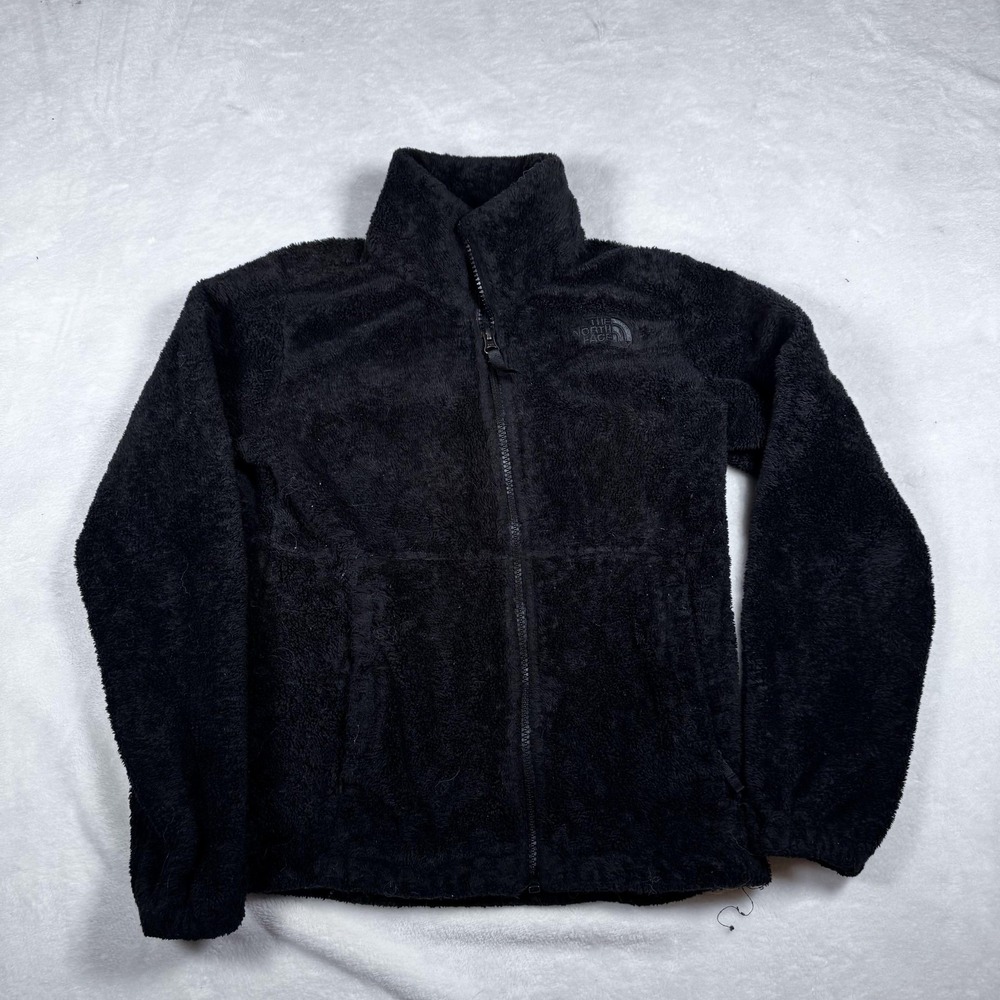 The North Face Fleece Jacket Teens 9/10 Black High Pile Sherpa Full Zip Cozy